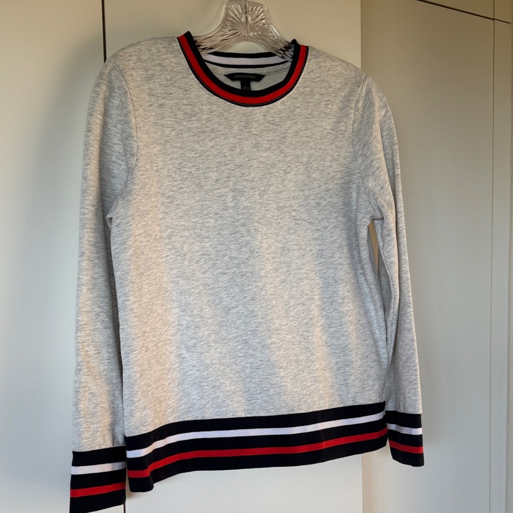 Banana Republic Gray Sweatshirt with Red and Blue Accents